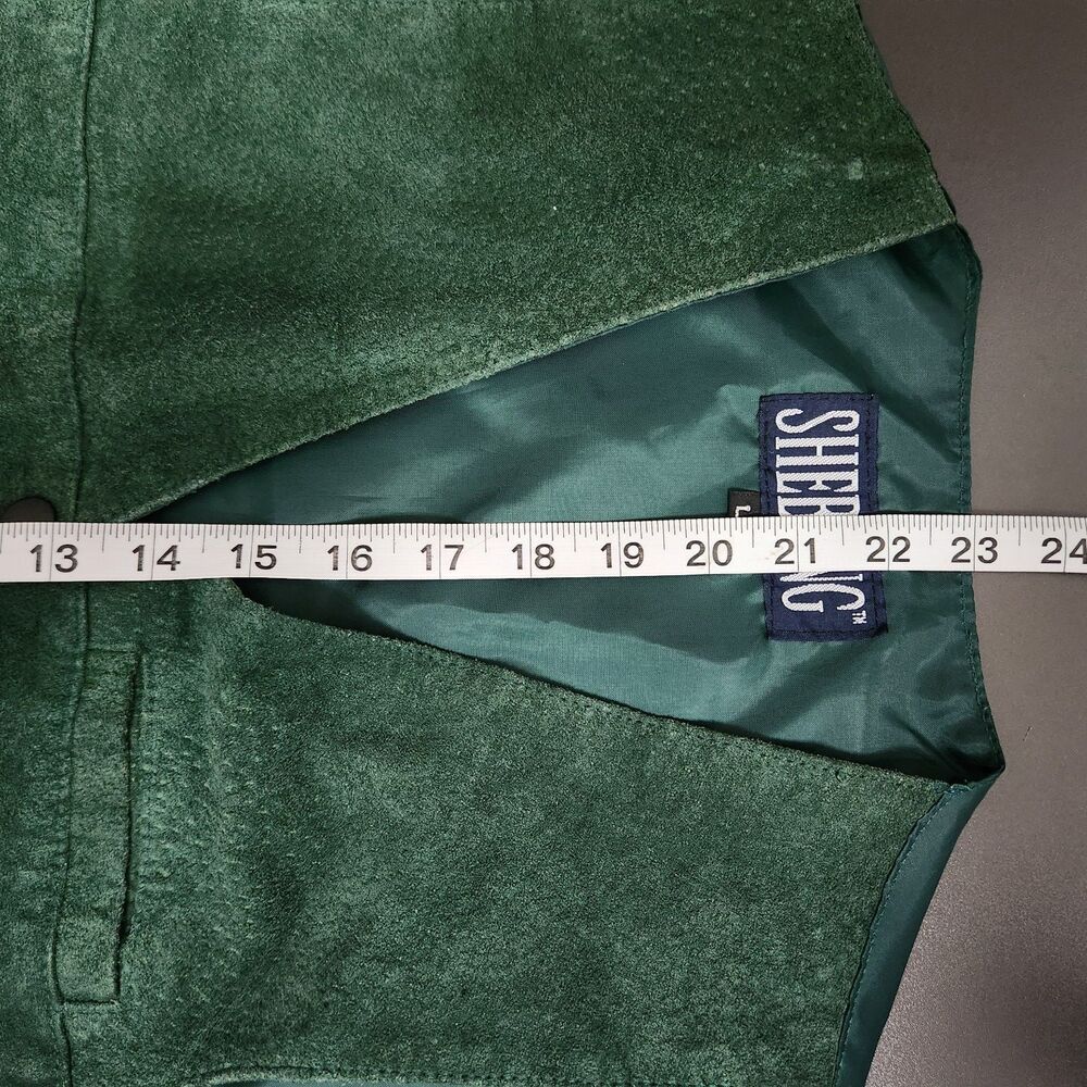 SHEBANG Women's Green Suede Leather Western Snap Front Vest Size L - Picture 7 of 7